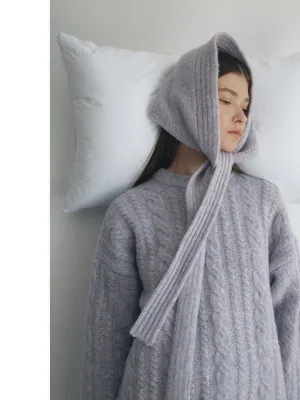 Cable Knit Sweater with Hood