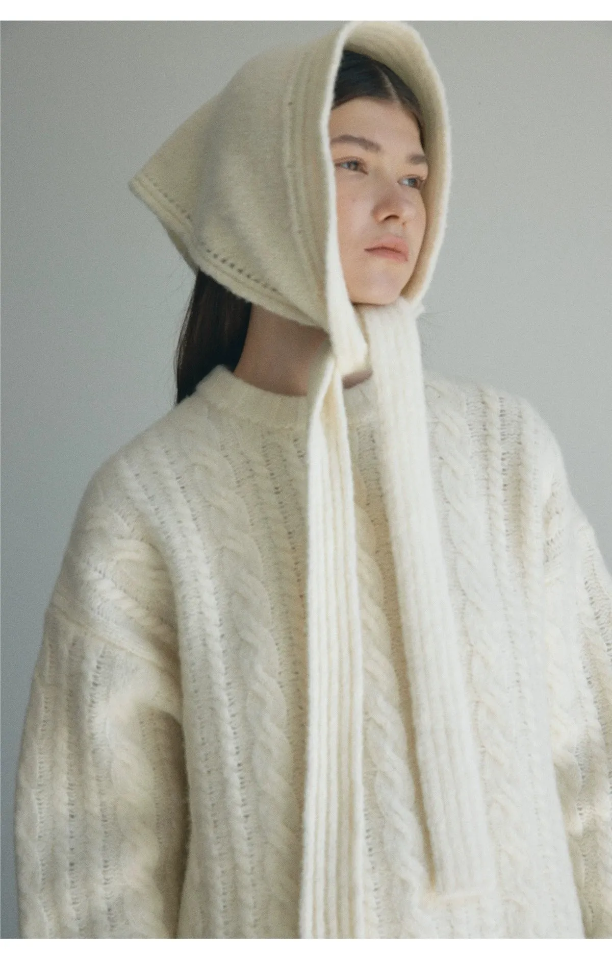 Cable Knit Sweater with Hood