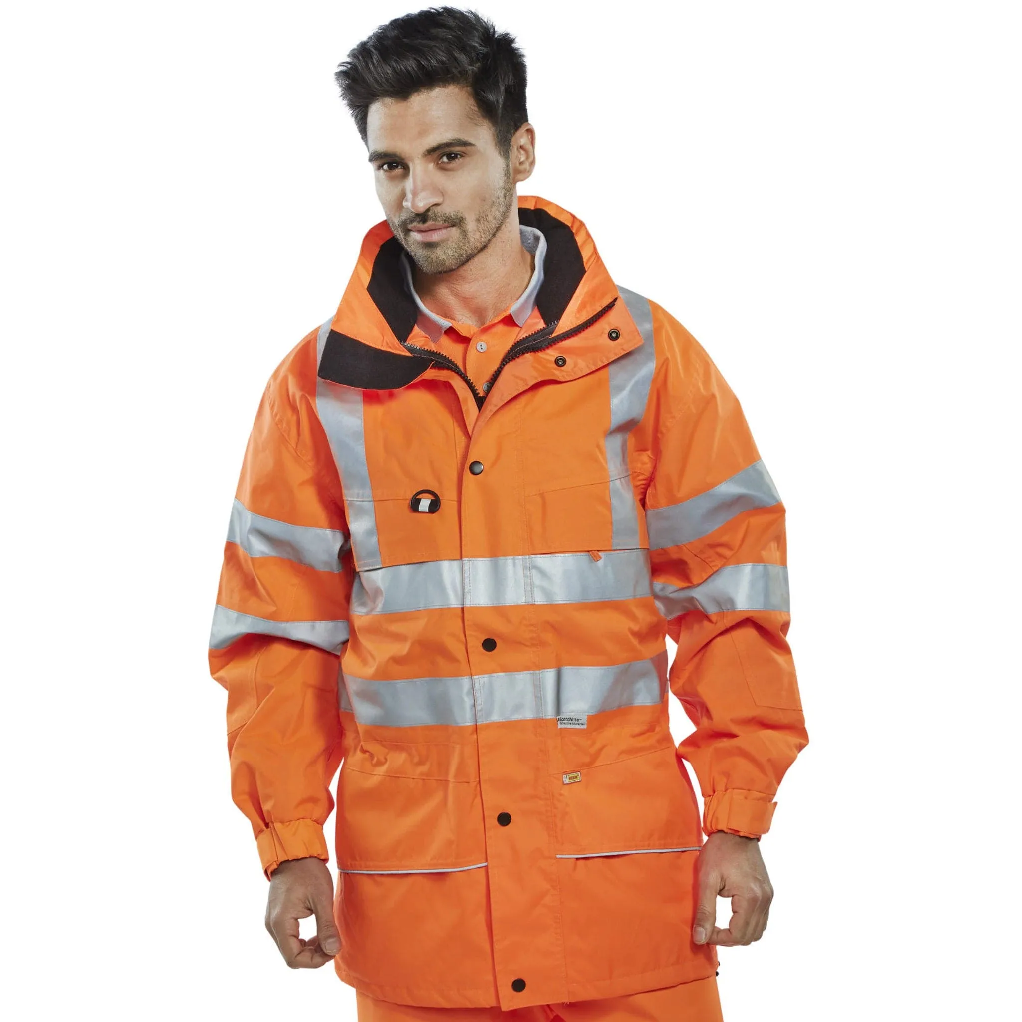 Carnoustie Hi-vis Interactive Breathable Jacket with Detachable Hood - Orange