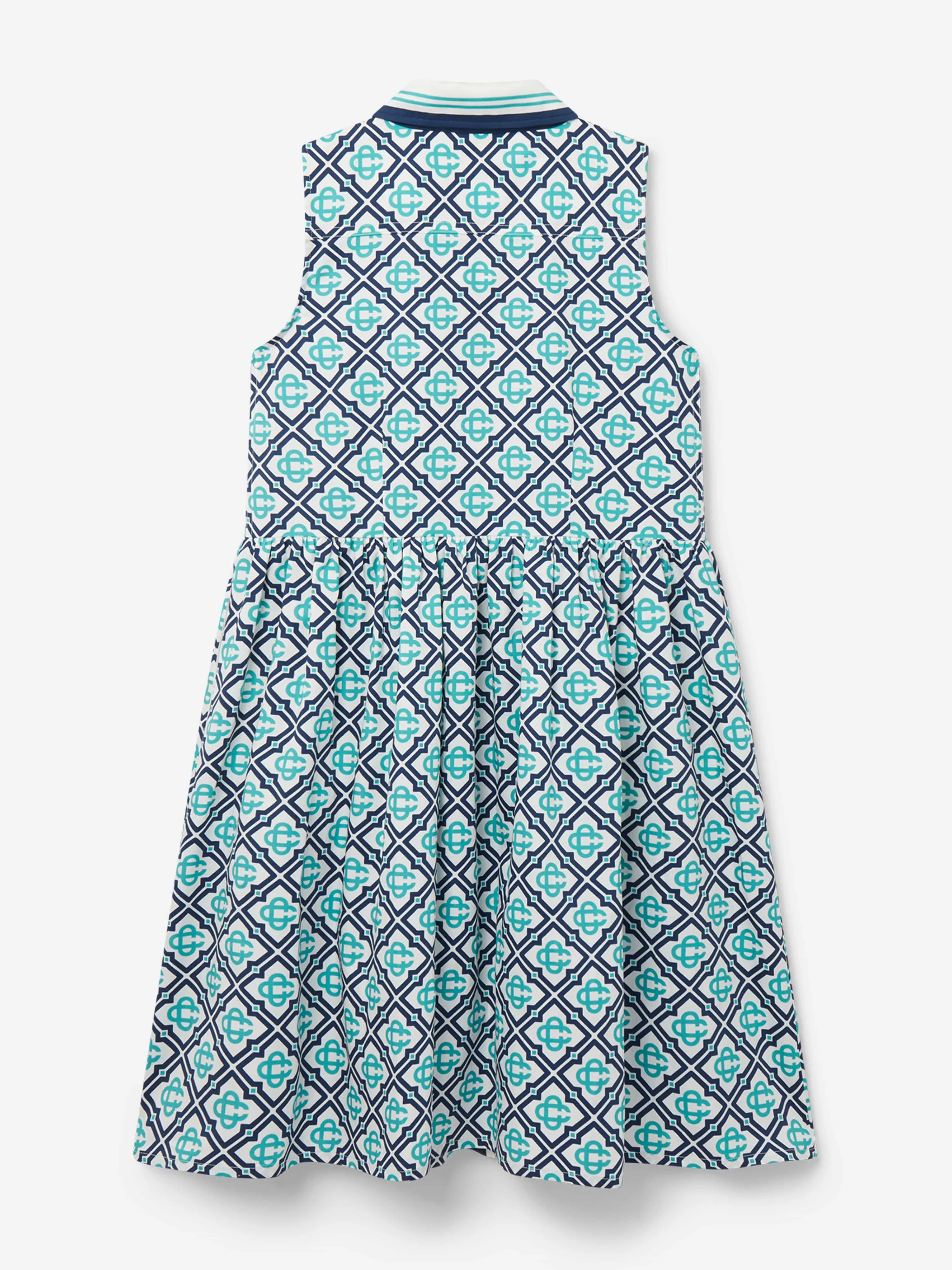 Casablanca Girls Monogram Sleeveless Shirt Dress in Blue