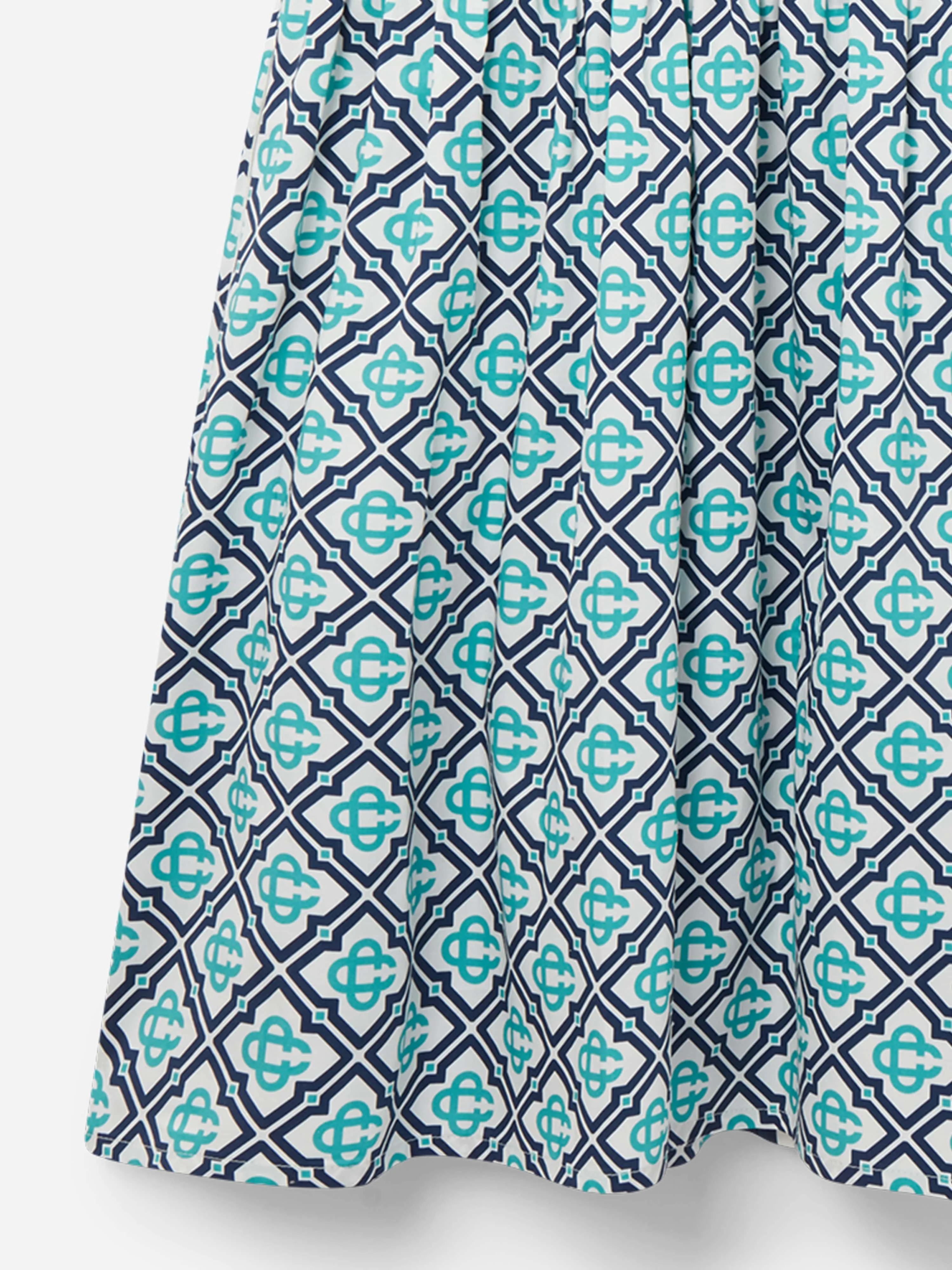 Casablanca Girls Monogram Sleeveless Shirt Dress in Blue