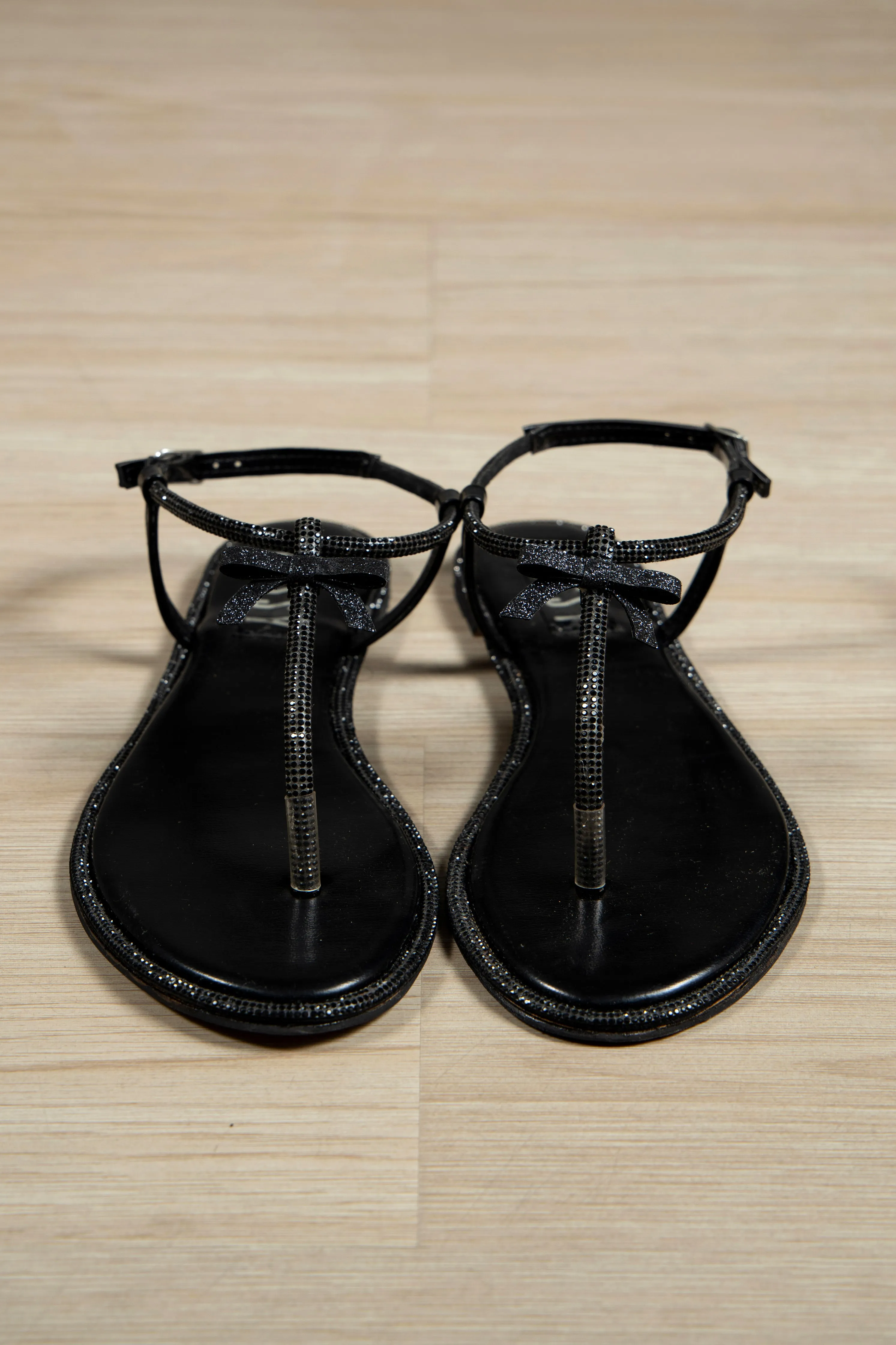 Caterina Crystal Thong Black
