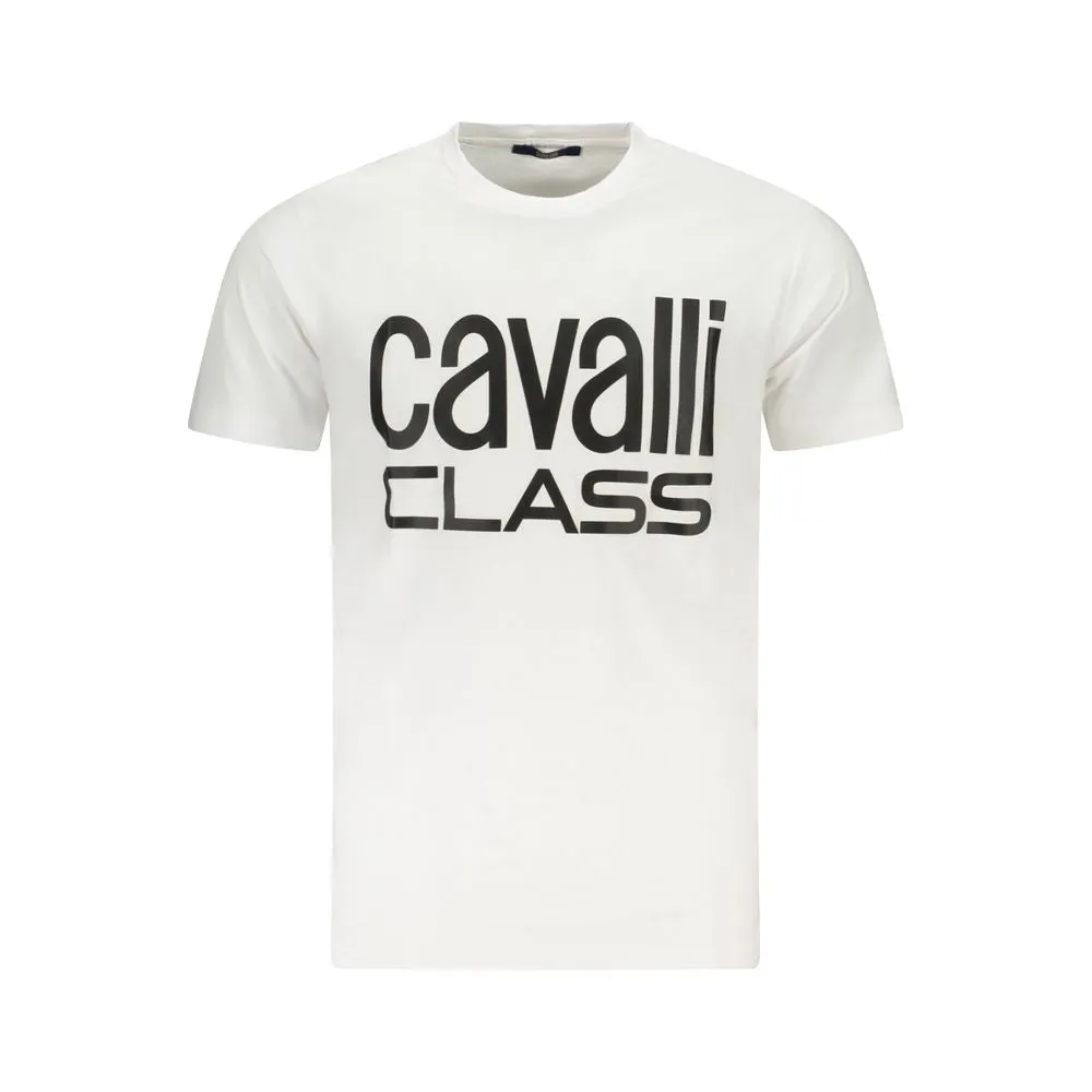 Cavalli Class White Cotton Men T-Shirt
