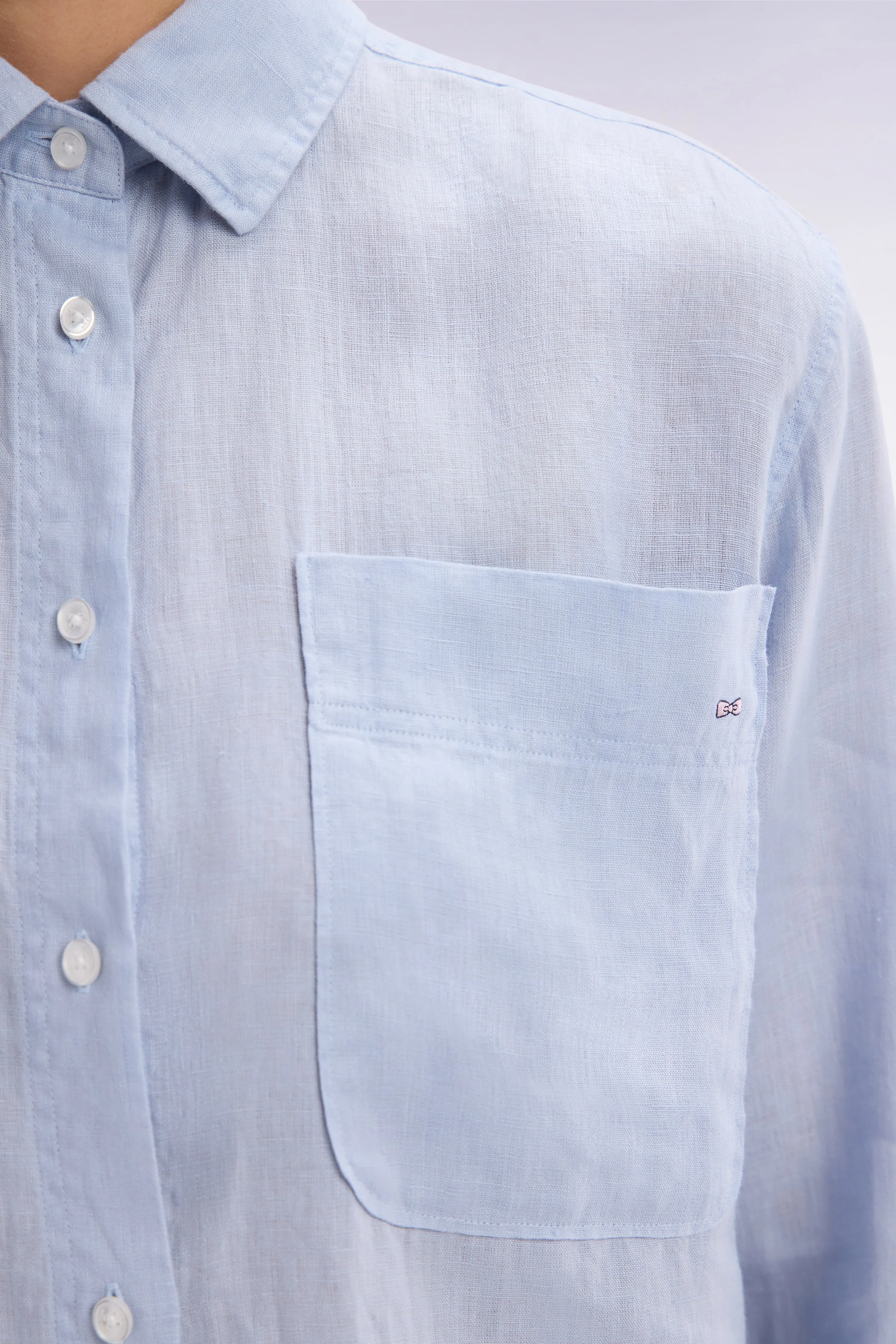 Chemise à poches plaquées en lin gris coupe oversized