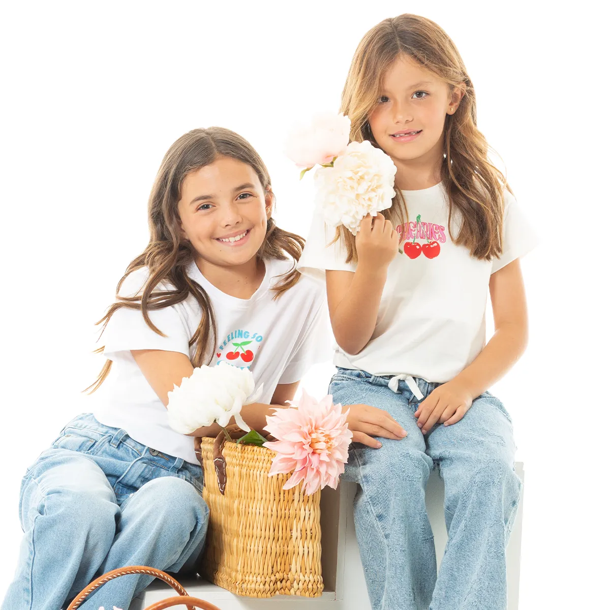 “Cherry Spirit” Back‑Graphic Tie‑Front Tee for Girls