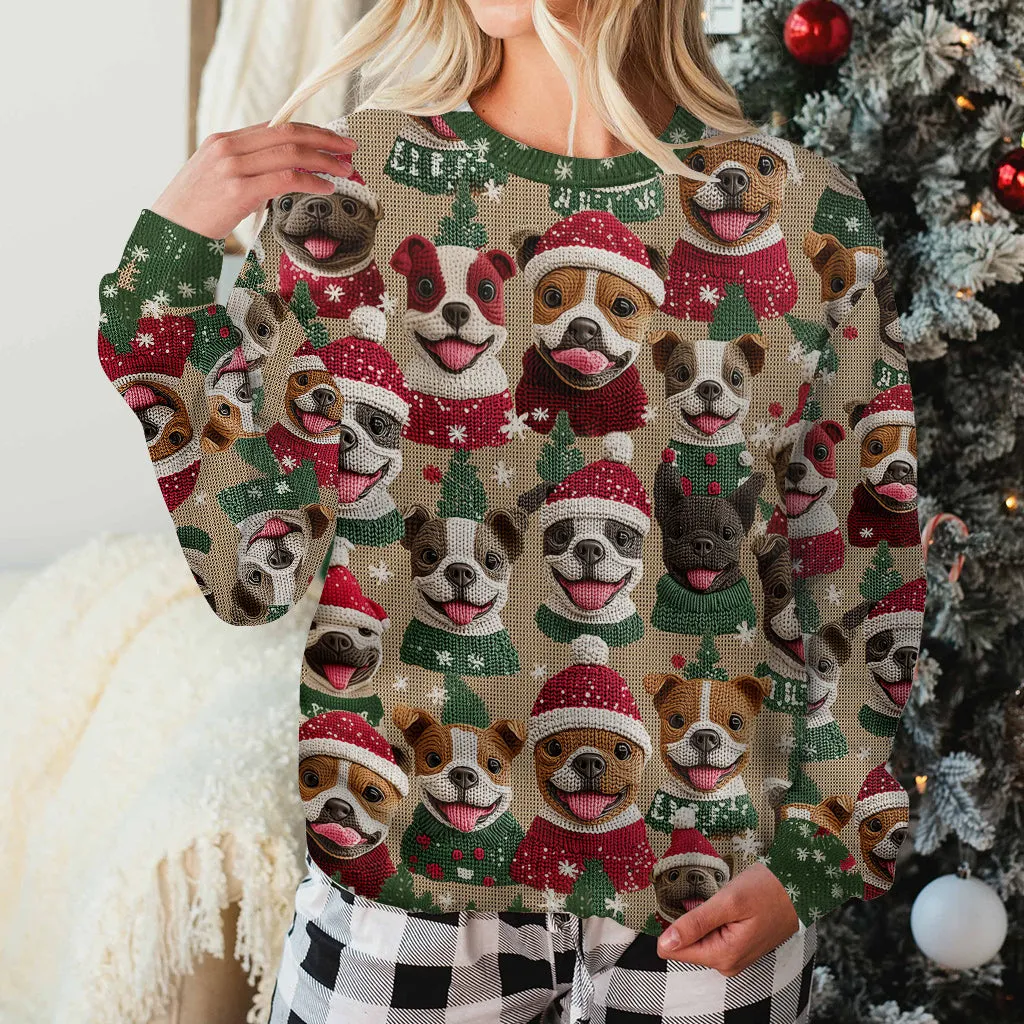 Christmas Pitbull Pattern - Dog Ugly Sweater