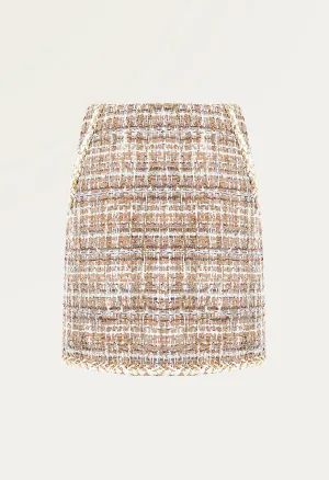 Classic elegant plaid tweed skirt