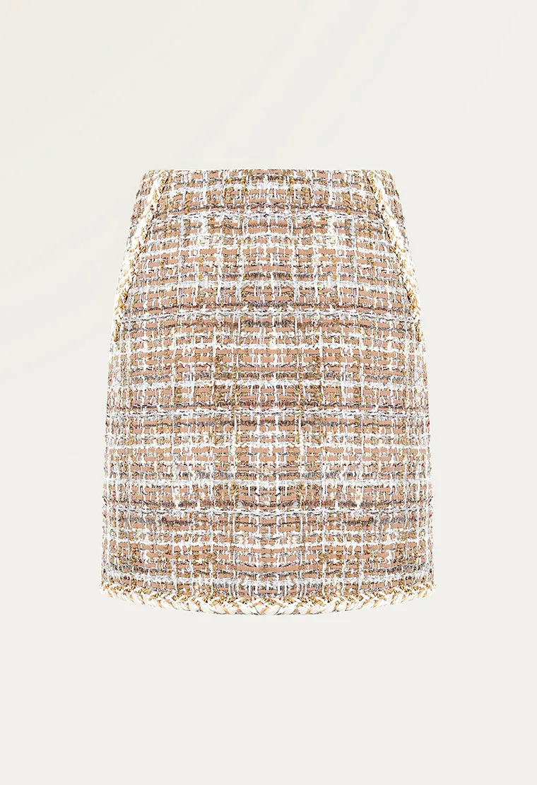 Classic elegant plaid tweed skirt