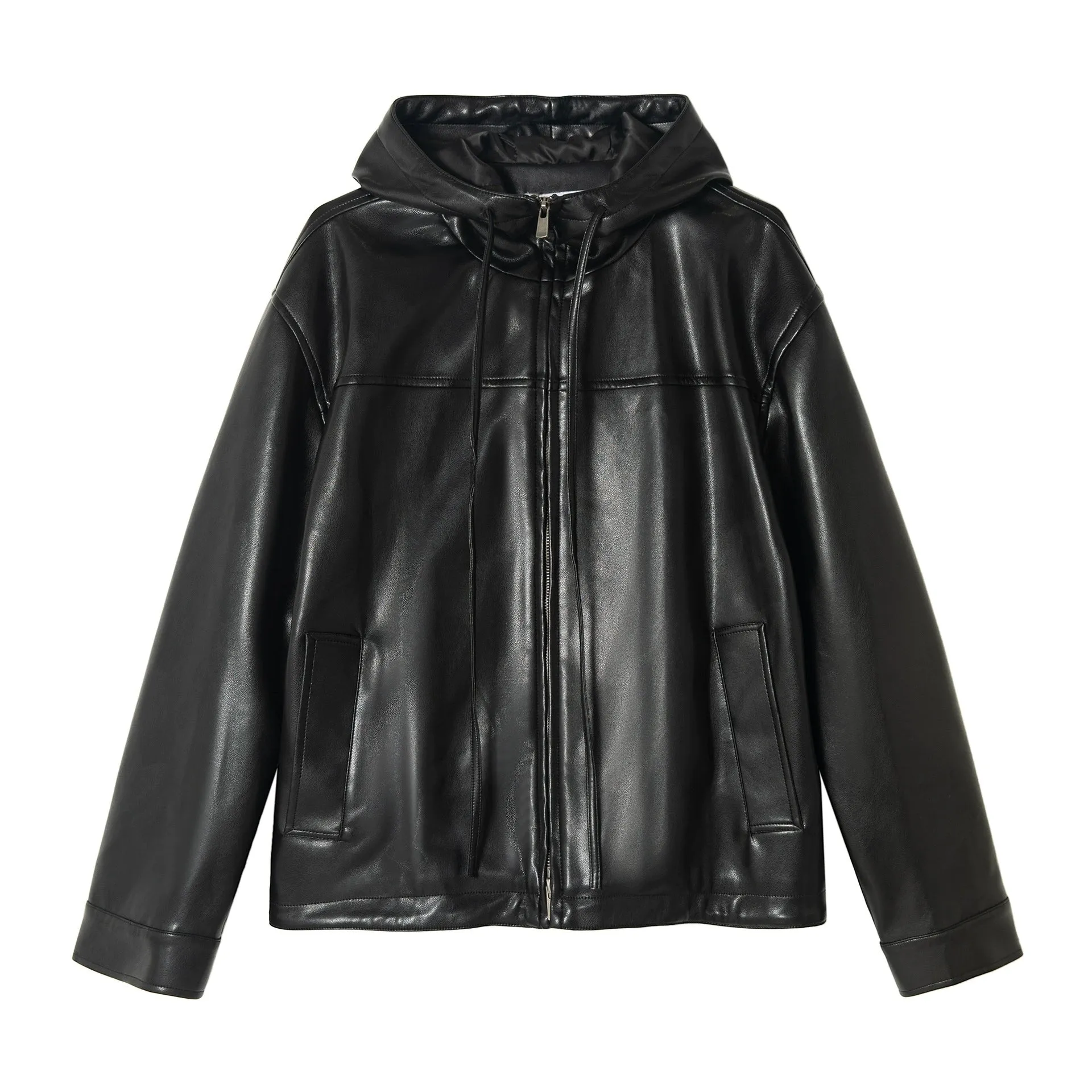 Colne Hooded Faux Leather Jacket