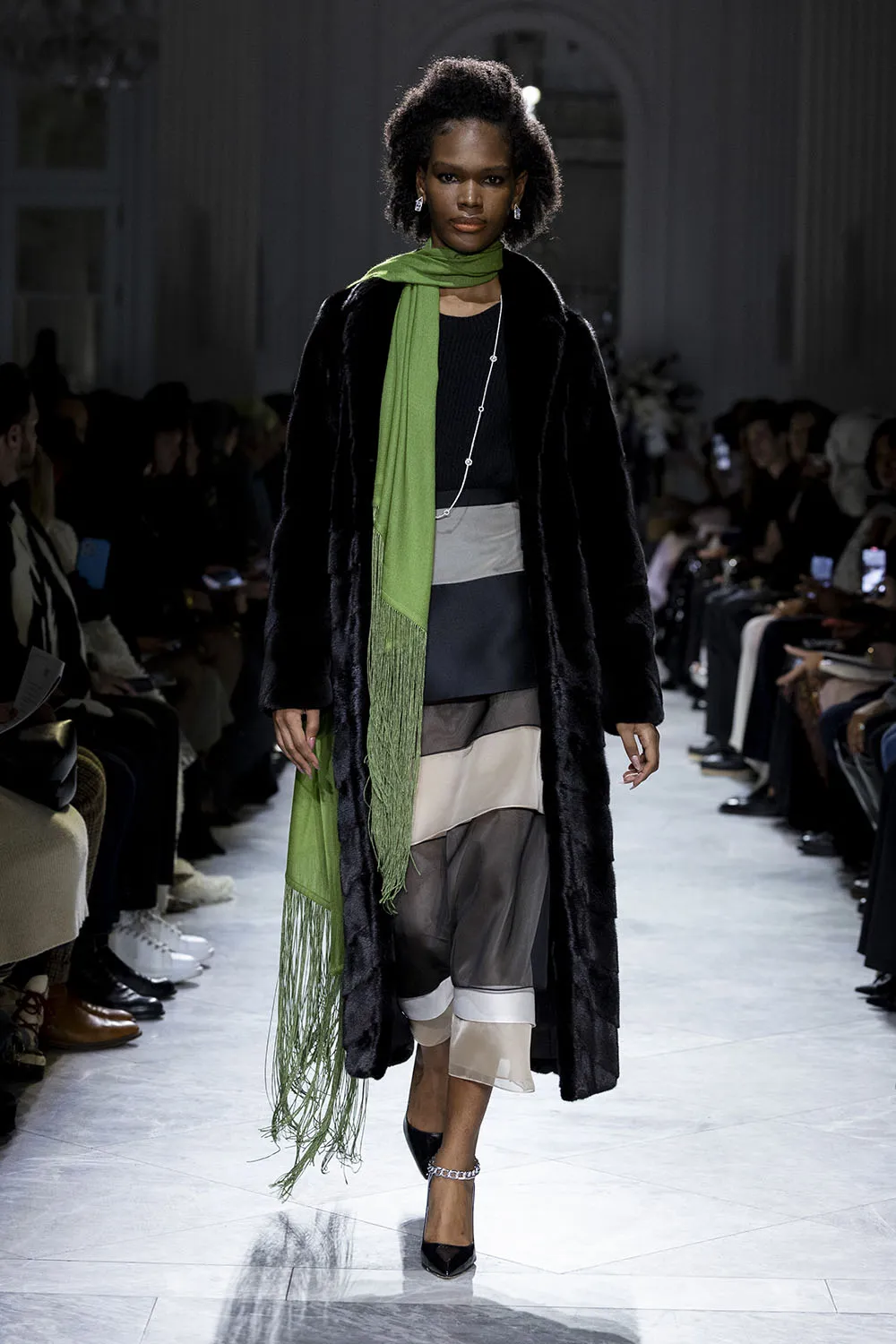 Colorblocked Organza and Gazar Straight Skirt