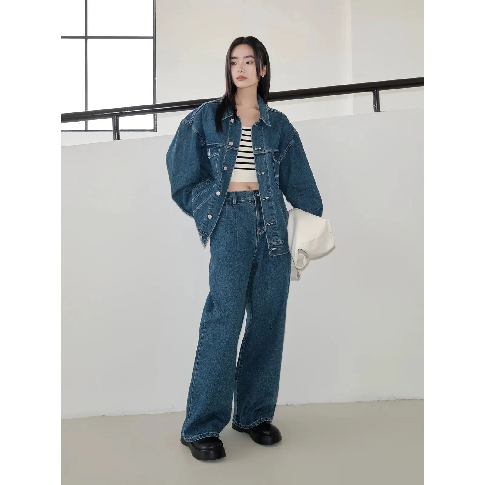 Cotton-feeling Twill Denim Jacket and Pants