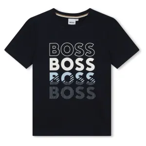 Cotton Round-Collar T-Shirt- Navy