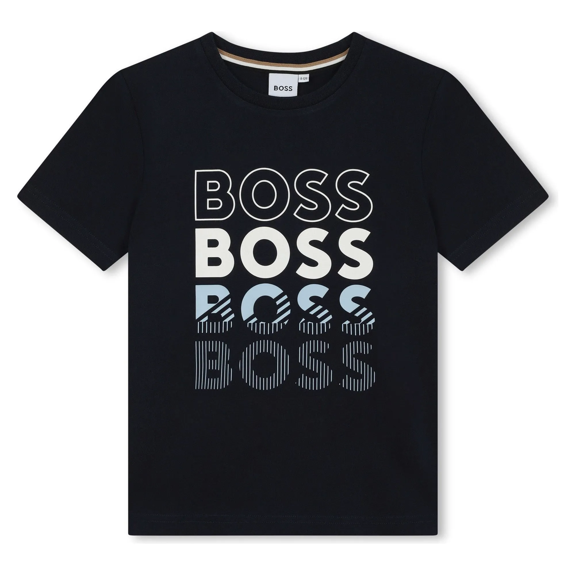 Cotton Round-Collar T-Shirt- Navy