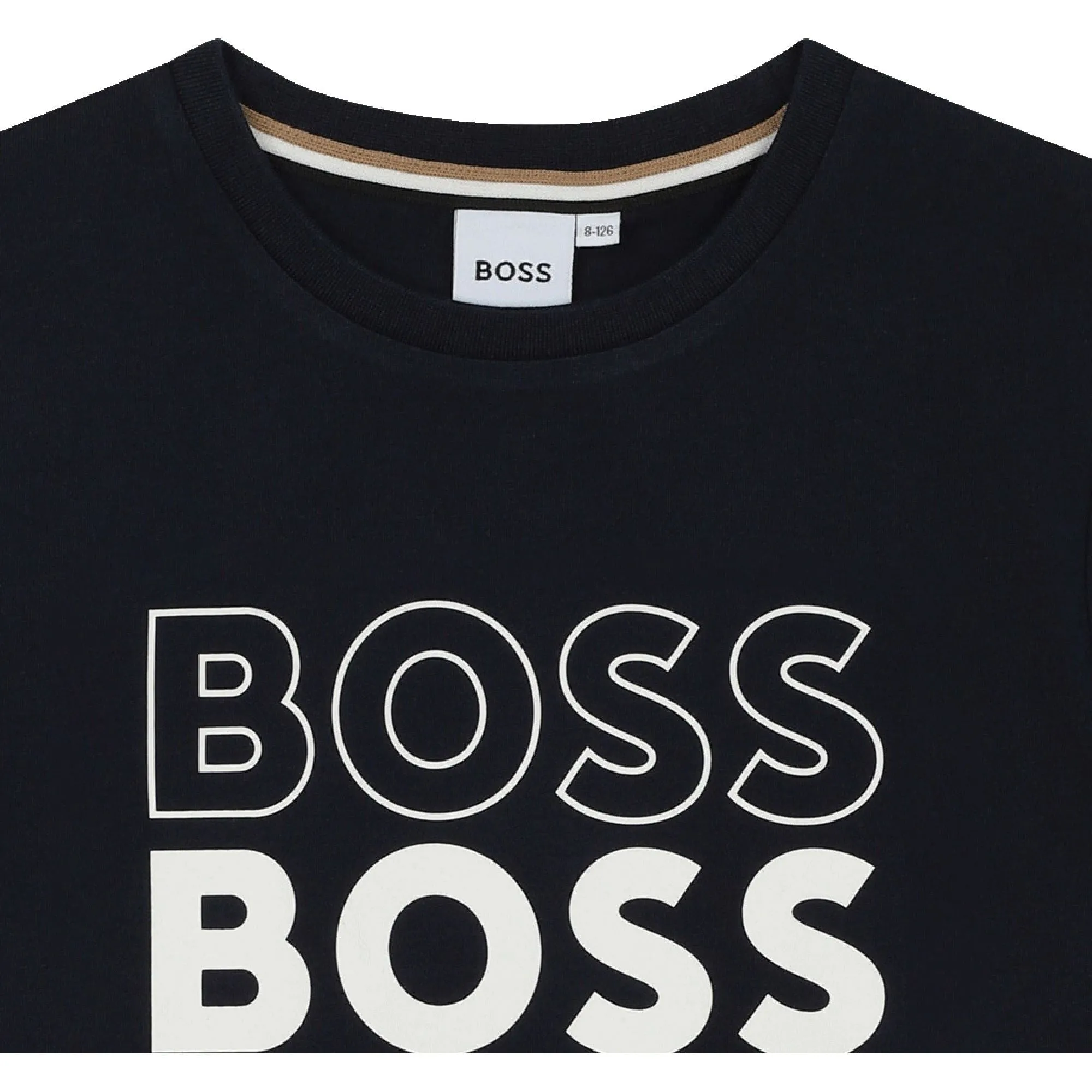Cotton Round-Collar T-Shirt- Navy