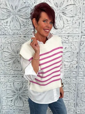Crew Neck Striped Sweater Vest