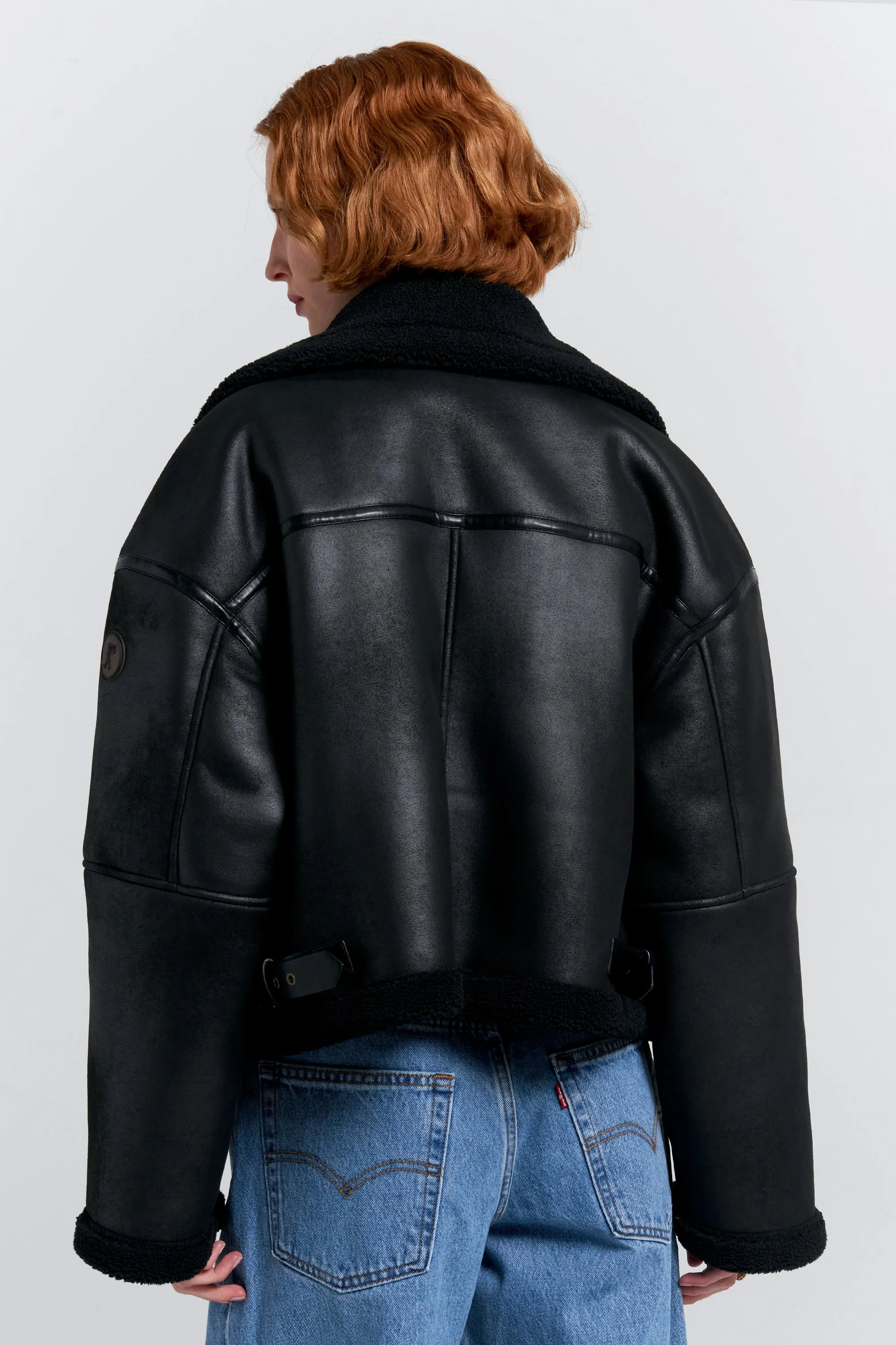 Cropped Aviator Jacket Black