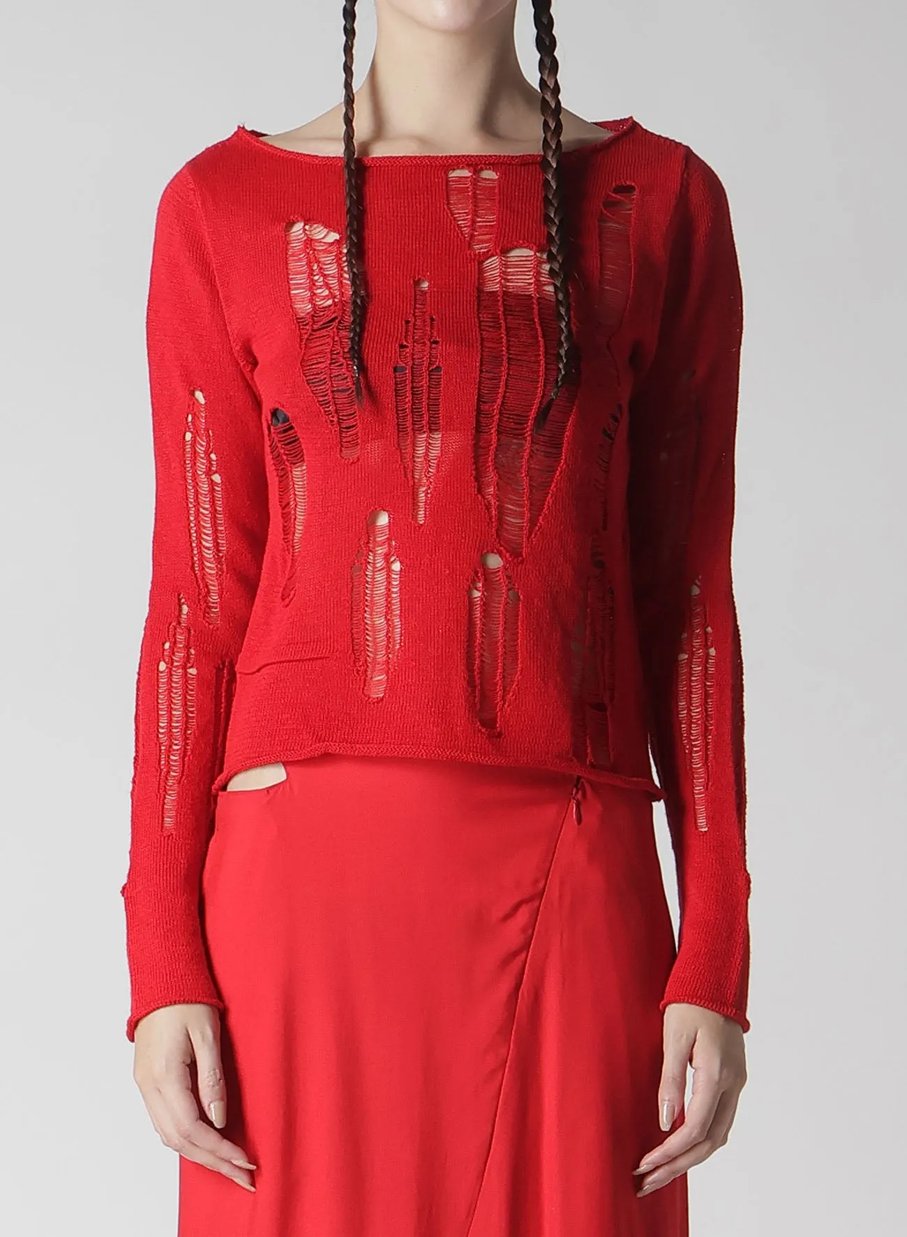 CRUSH PLAIN STITCH CRUSHED SWEATER