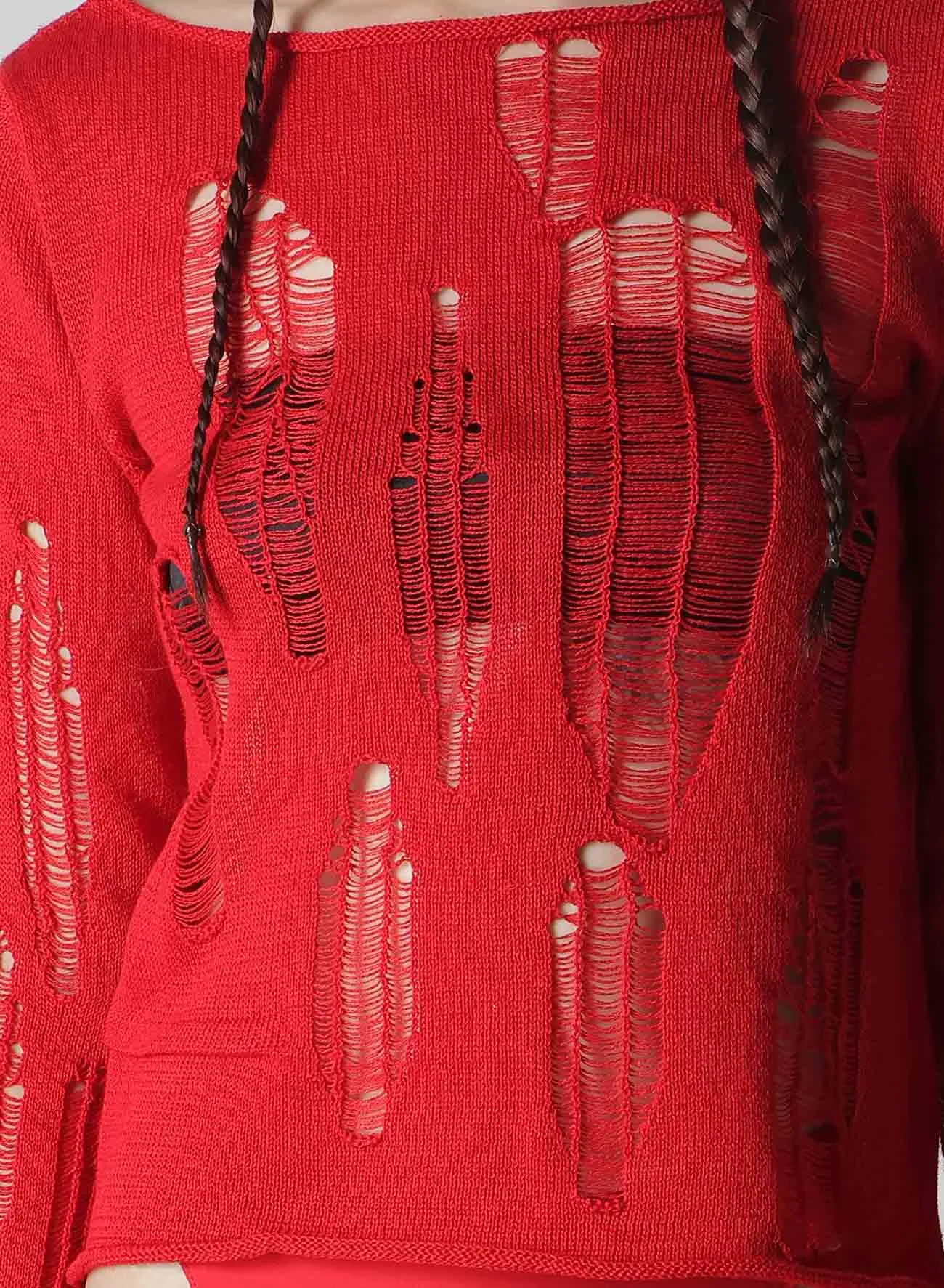 CRUSH PLAIN STITCH CRUSHED SWEATER