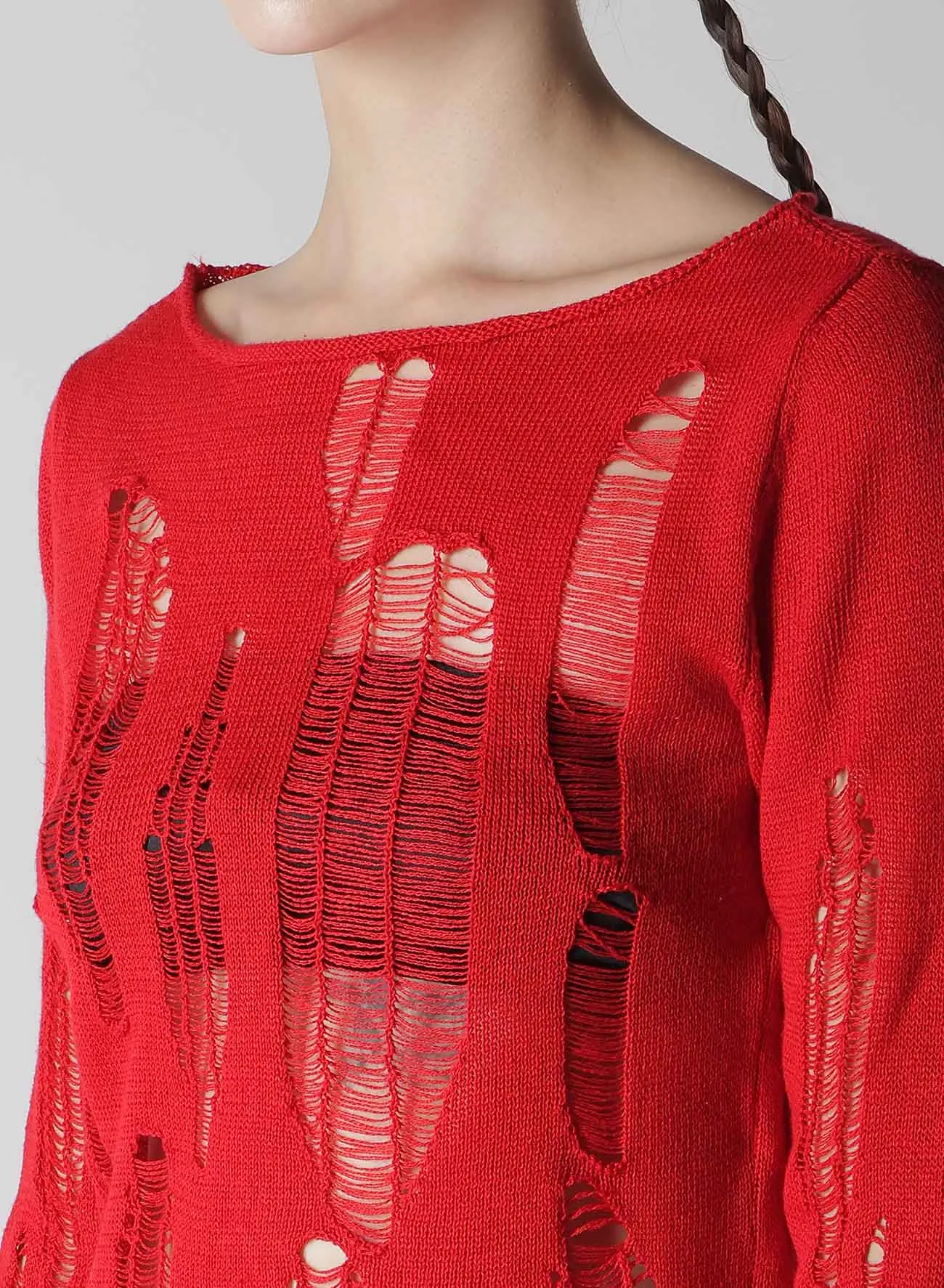 CRUSH PLAIN STITCH CRUSHED SWEATER