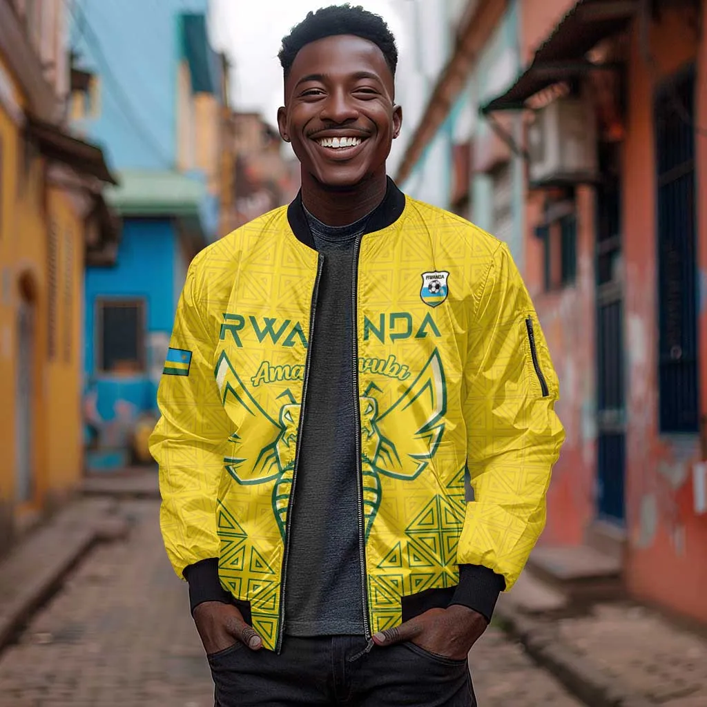 Custom Jamhuri ya Rwanda Football Sleeve Zip Bomber Jacket Go Amavubi Go LT15