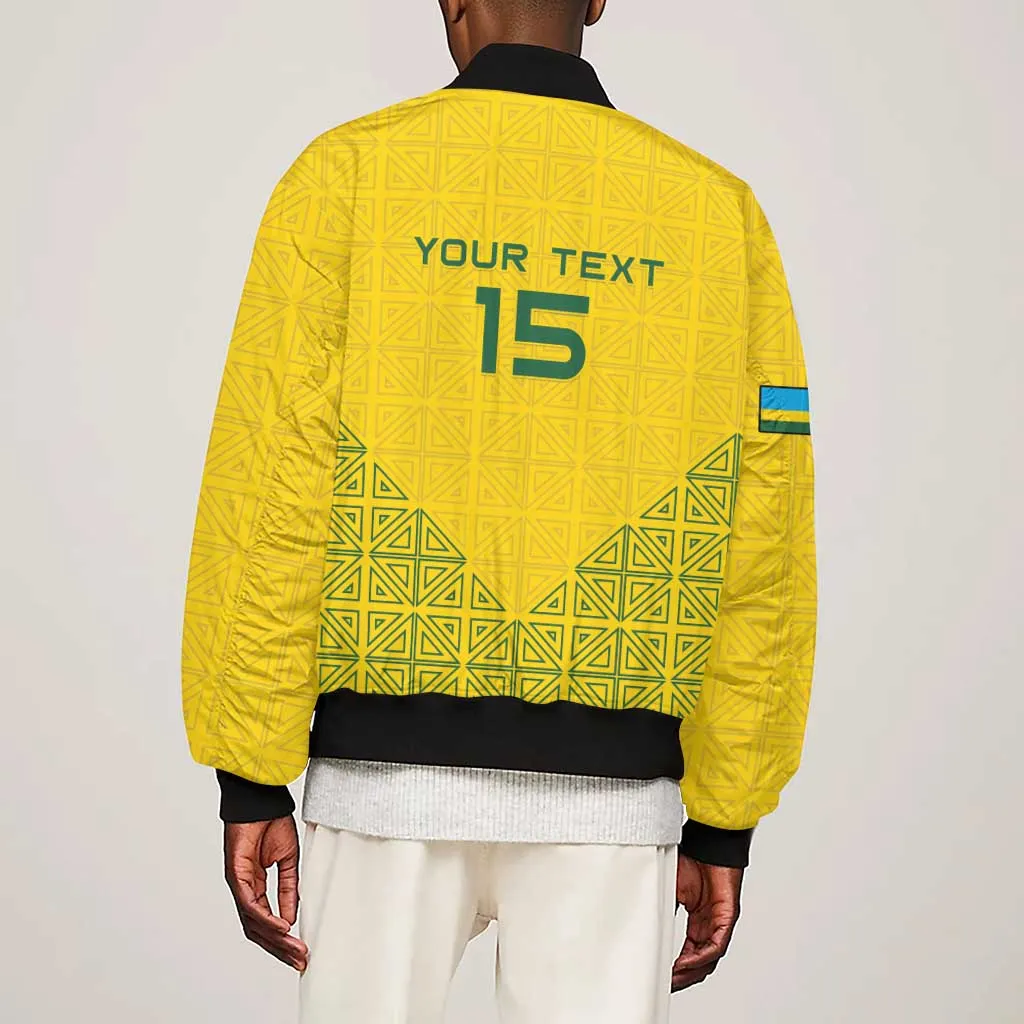 Custom Jamhuri ya Rwanda Football Sleeve Zip Bomber Jacket Go Amavubi Go LT15