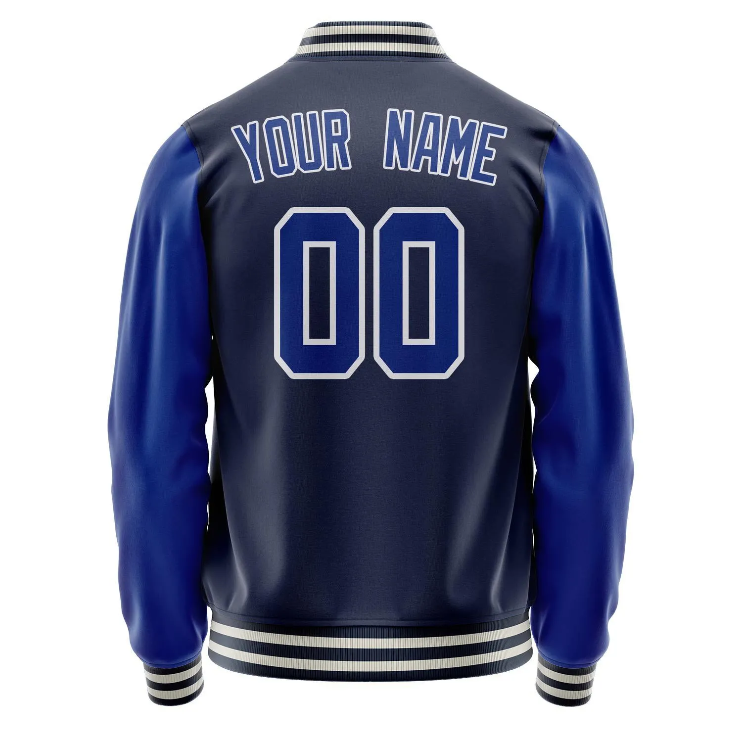 Custom Navy Royal Solid Color Varsity Letterman Jacket