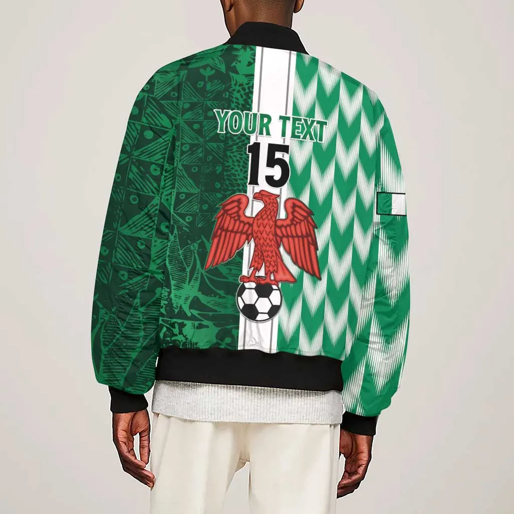 Custom Nigeria Football Sleeve Zip Bomber Jacket Go Champions LT15