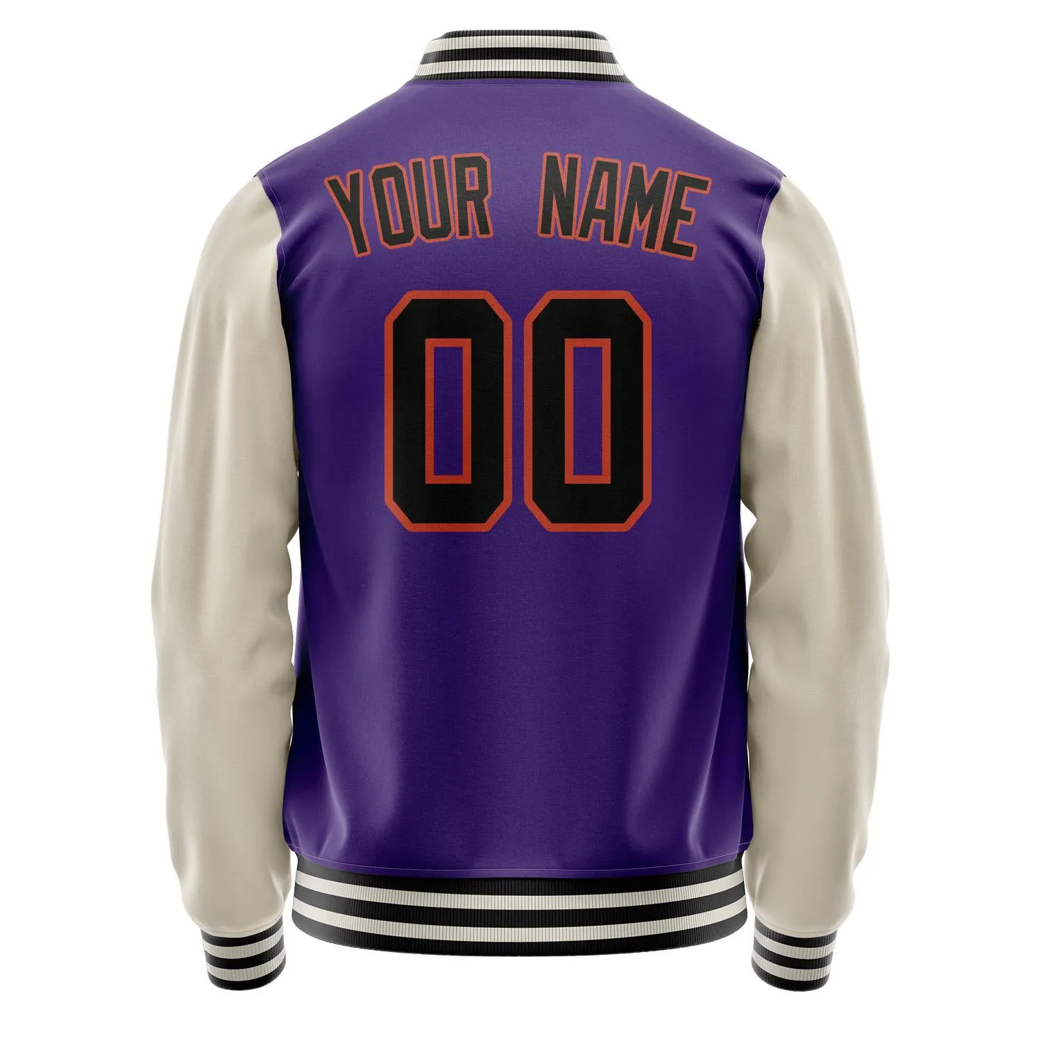 Custom Purple Cream Solid Color Varsity Letterman Jacket