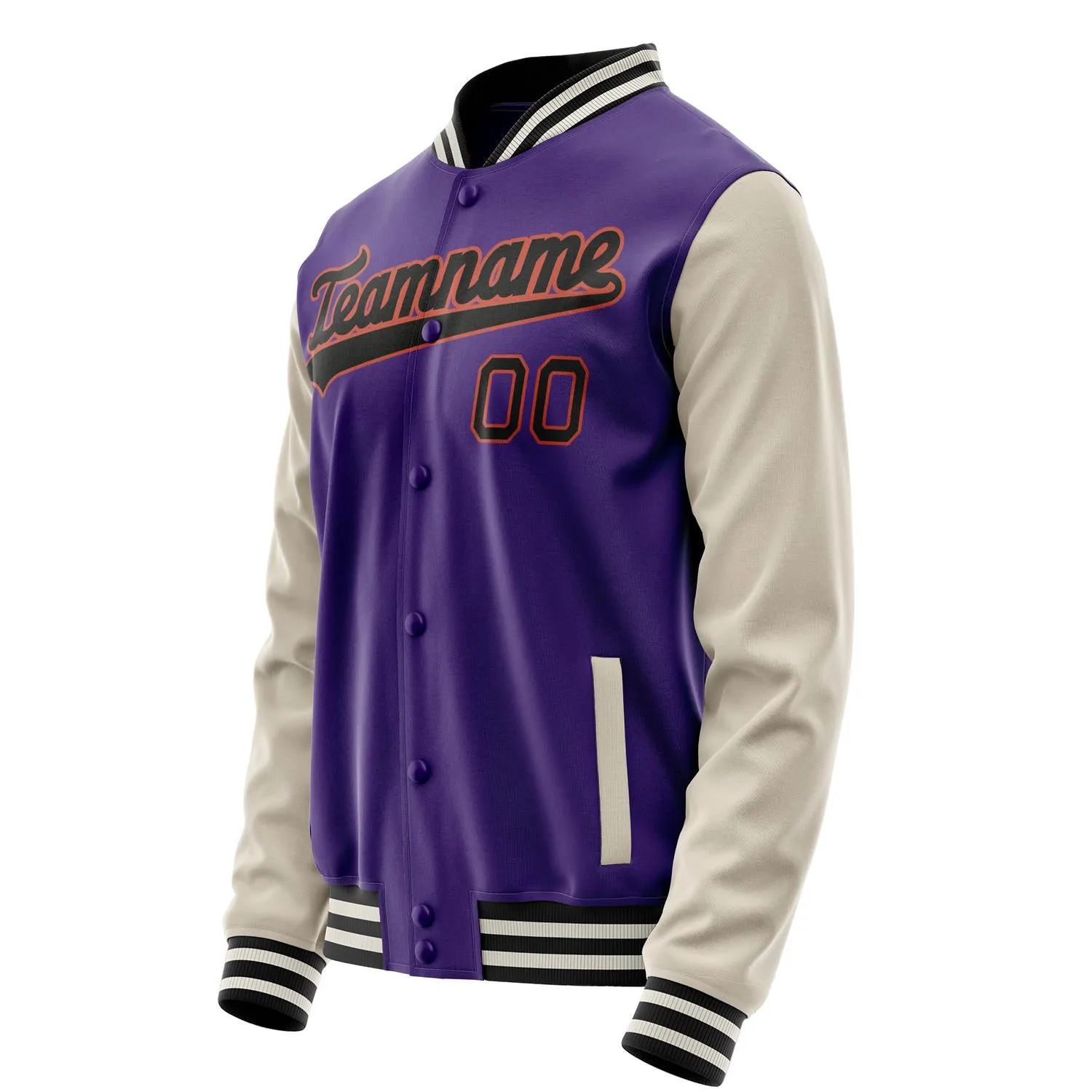Custom Purple Cream Solid Color Varsity Letterman Jacket