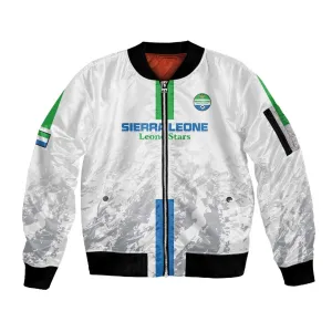 Custom Sierra Leone Football Sleeve Zip Bomber Jacket Grunge Style LT15