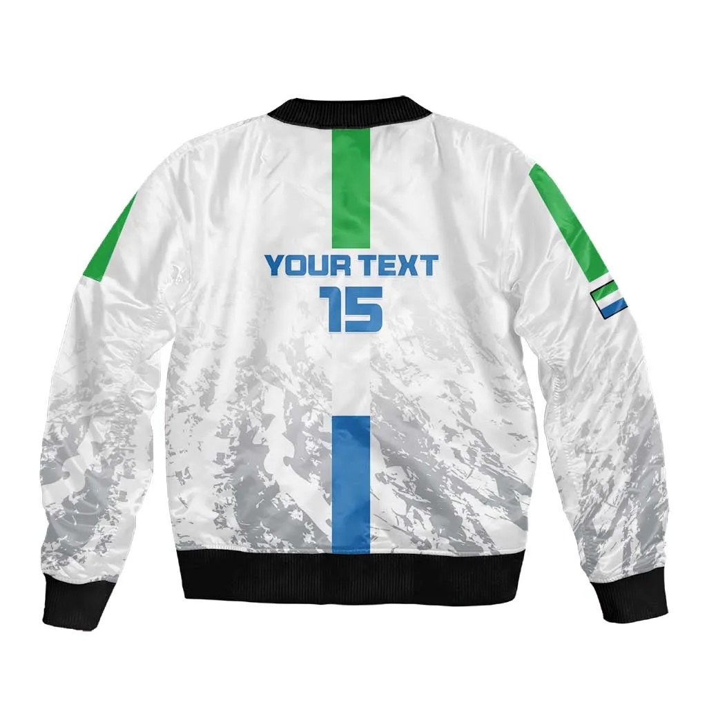 Custom Sierra Leone Football Sleeve Zip Bomber Jacket Grunge Style LT15