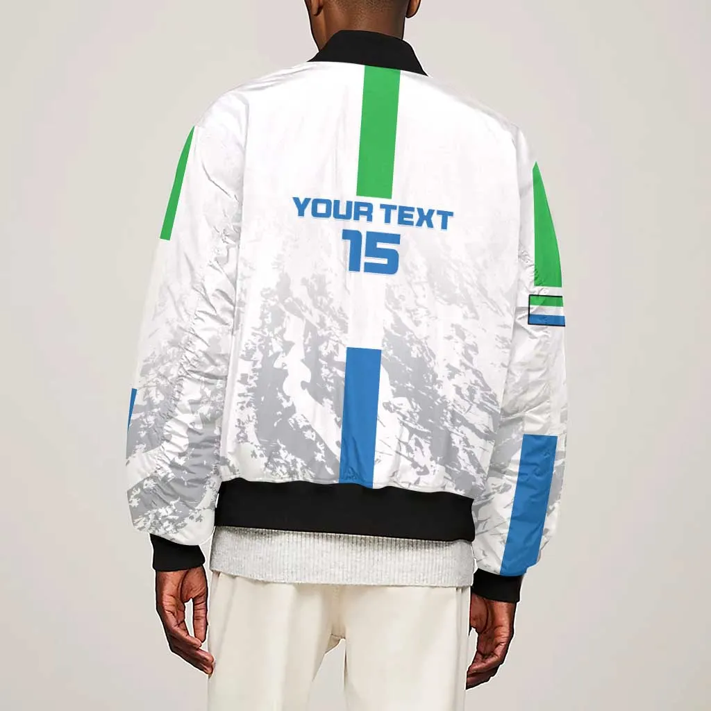 Custom Sierra Leone Football Sleeve Zip Bomber Jacket Grunge Style LT15