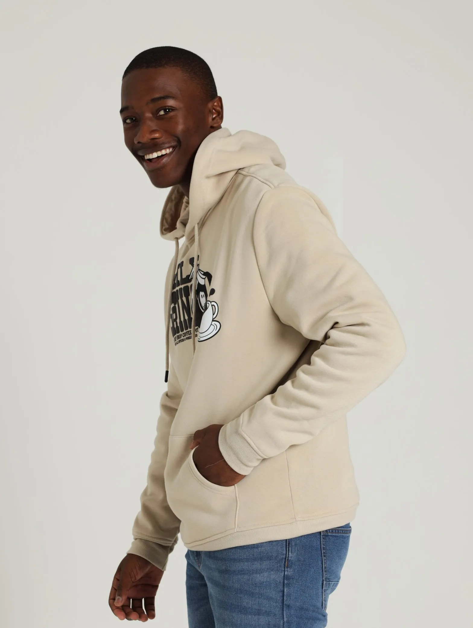 Daily Grind Print Hoody - Light Stone
