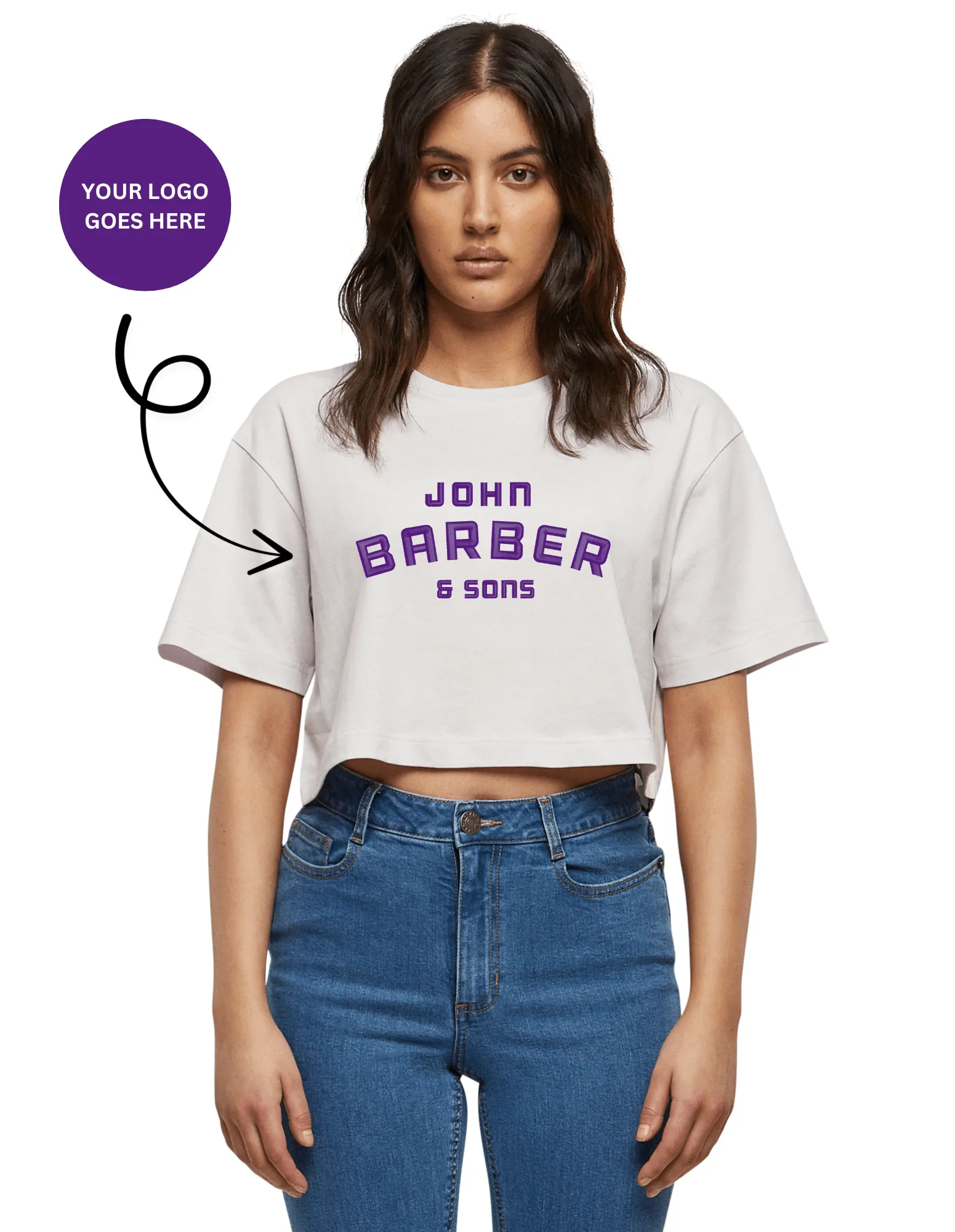Damen Comfy Shop, Salon & Studio Kurzes, oversized T-Shirt mit Ihrem Logo