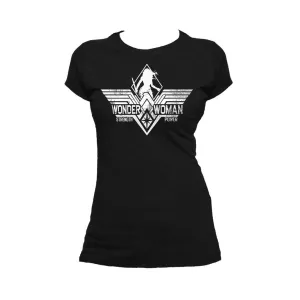 DC Batman V Superman Wonder Woman Stencil Strength Official Women's T-shirt (Black)