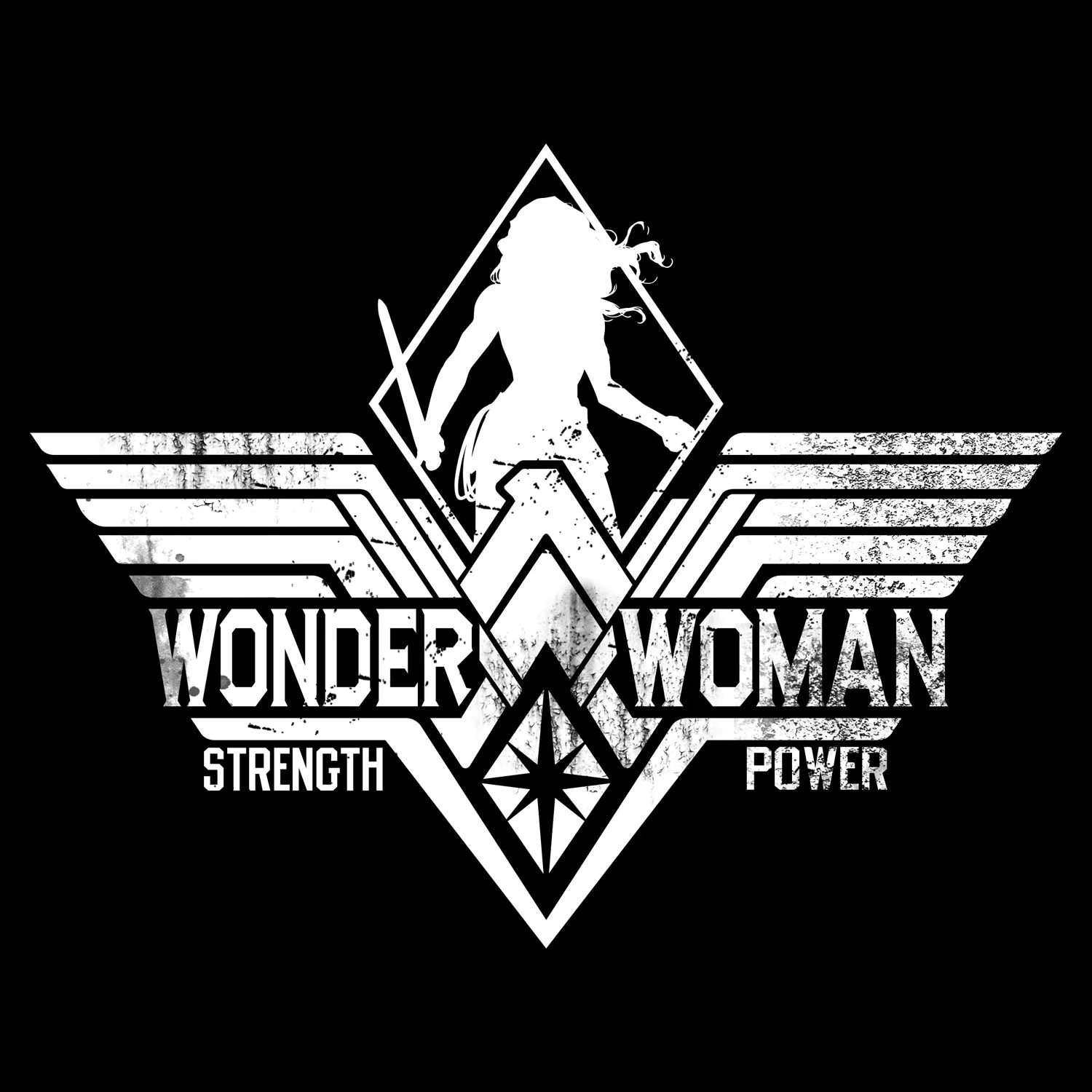 DC Batman V Superman Wonder Woman Stencil Strength Official Women's T-shirt (Black)