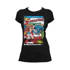 DC Comics Wonder Woman Cover 38 Xmas Official Women's T-shirt (Black)