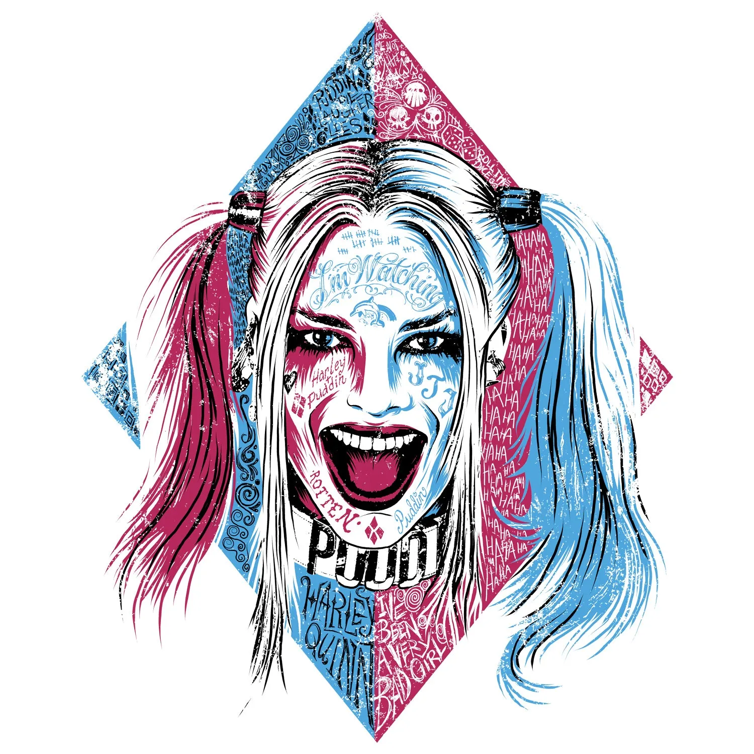 DC Suicide Squad Harley Quinn Lil Face Official Women's T-shirt (White)