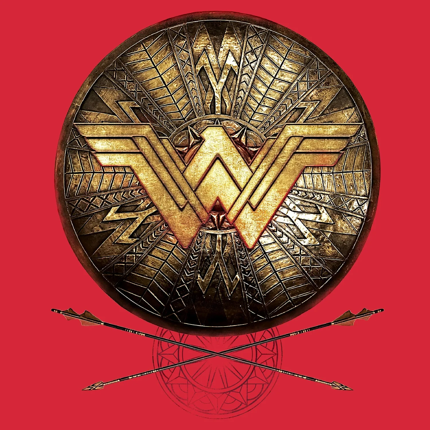 DC Wonder Woman Logo 3D Shield Official Women's T-shirt (Red)