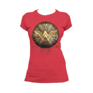 DC Wonder Woman Logo 3D Shield Official Women's T-shirt (Red)