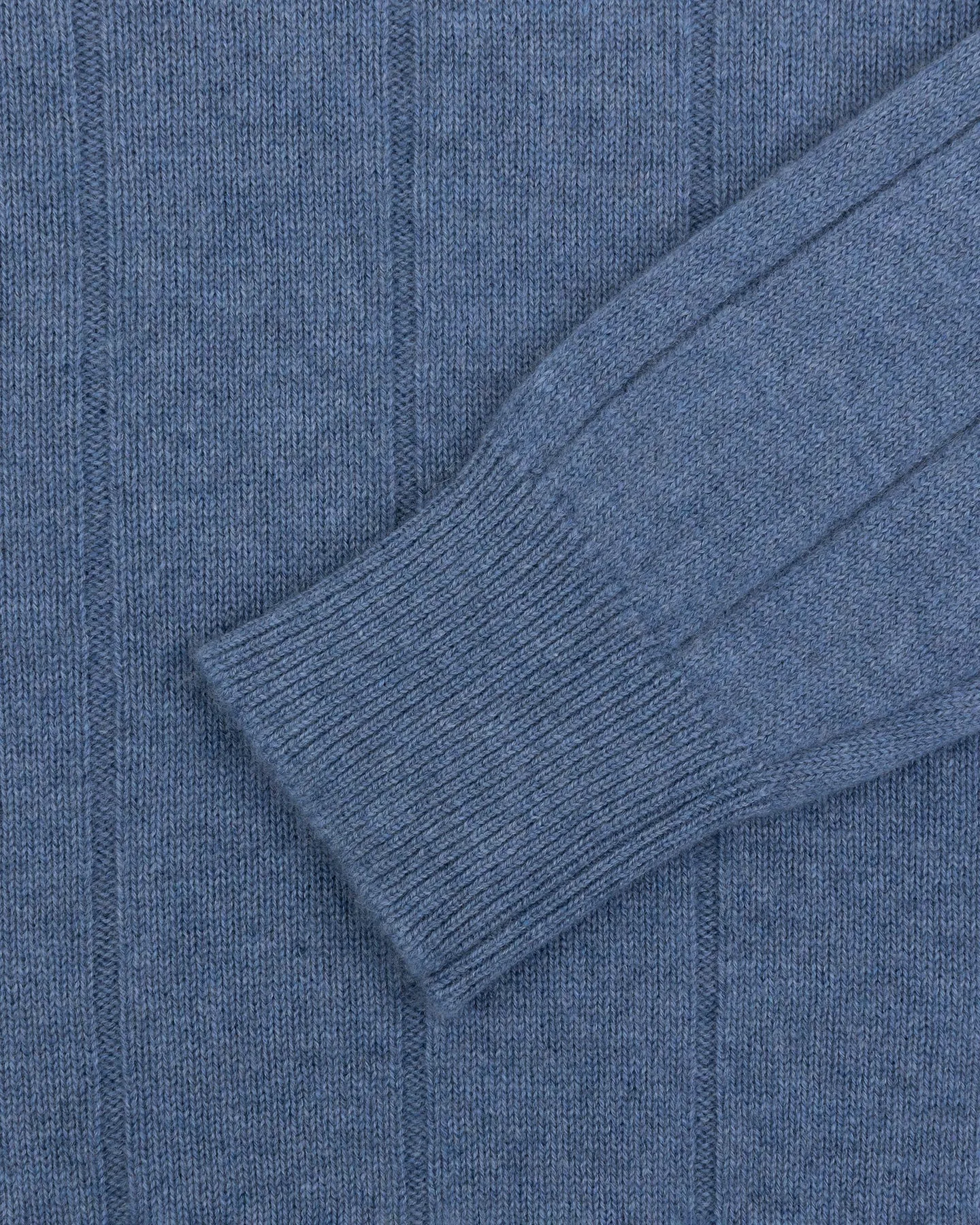 Denim Blue Cashmere Cotton Wide Rib Crew Neck