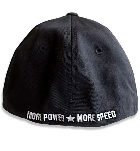 Detroit Muscle Flex Fit Hat, Black with Black Puff Logo