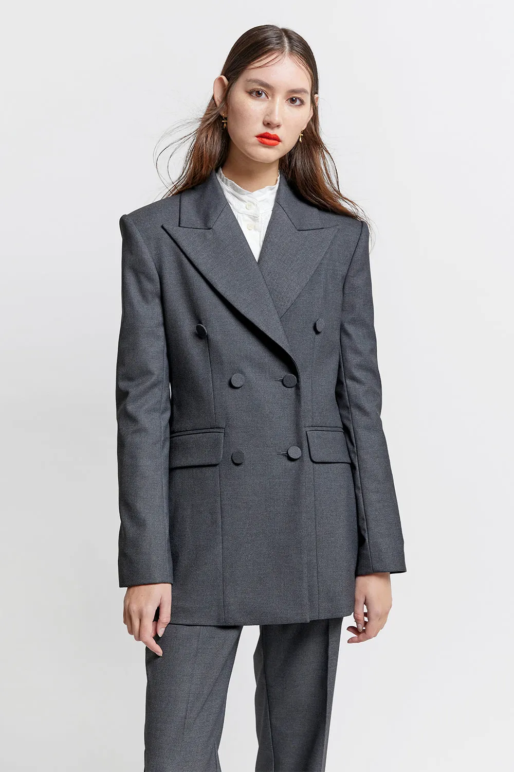 Double Breasted Blazer Dark Grey