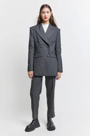 Double Breasted Blazer Dark Grey