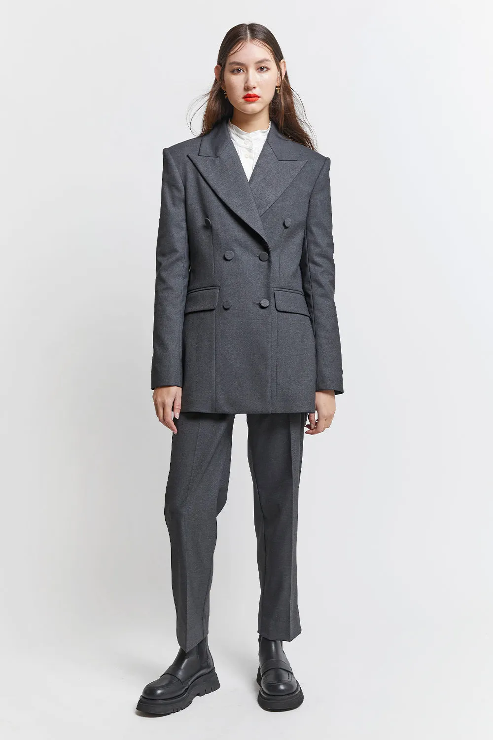 Double Breasted Blazer Dark Grey