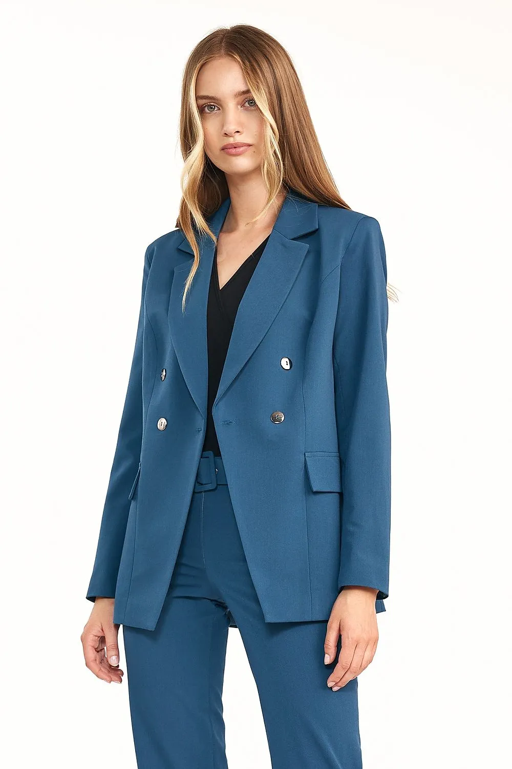 Double-Breasted Longline Tailored Jacket