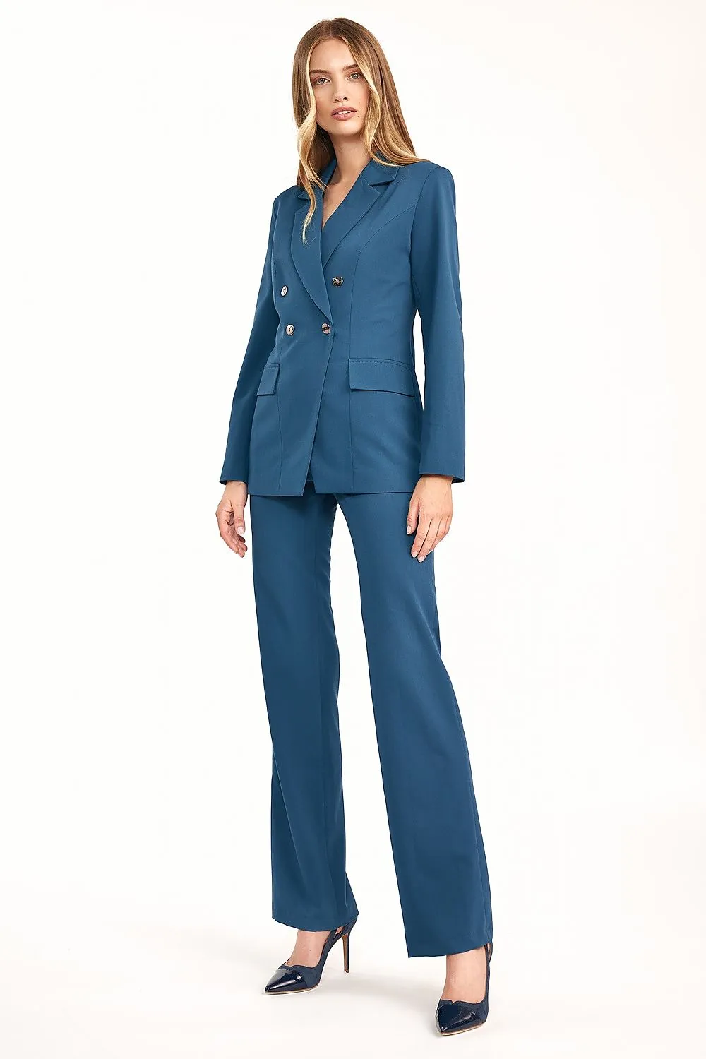 Double-Breasted Longline Tailored Jacket