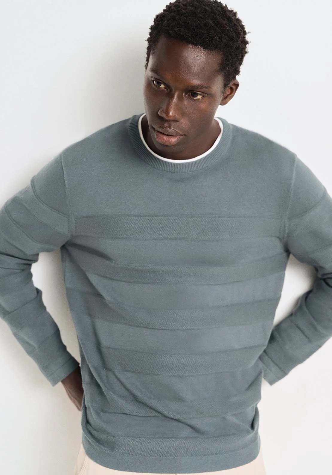 Double collar jumper - Blue