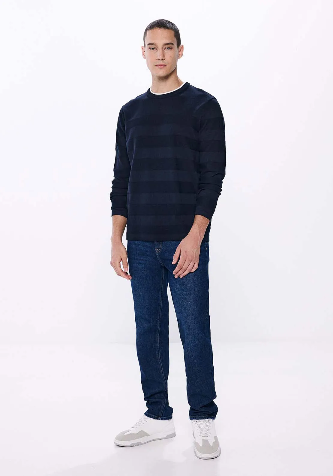 Double collar jumper - Navy