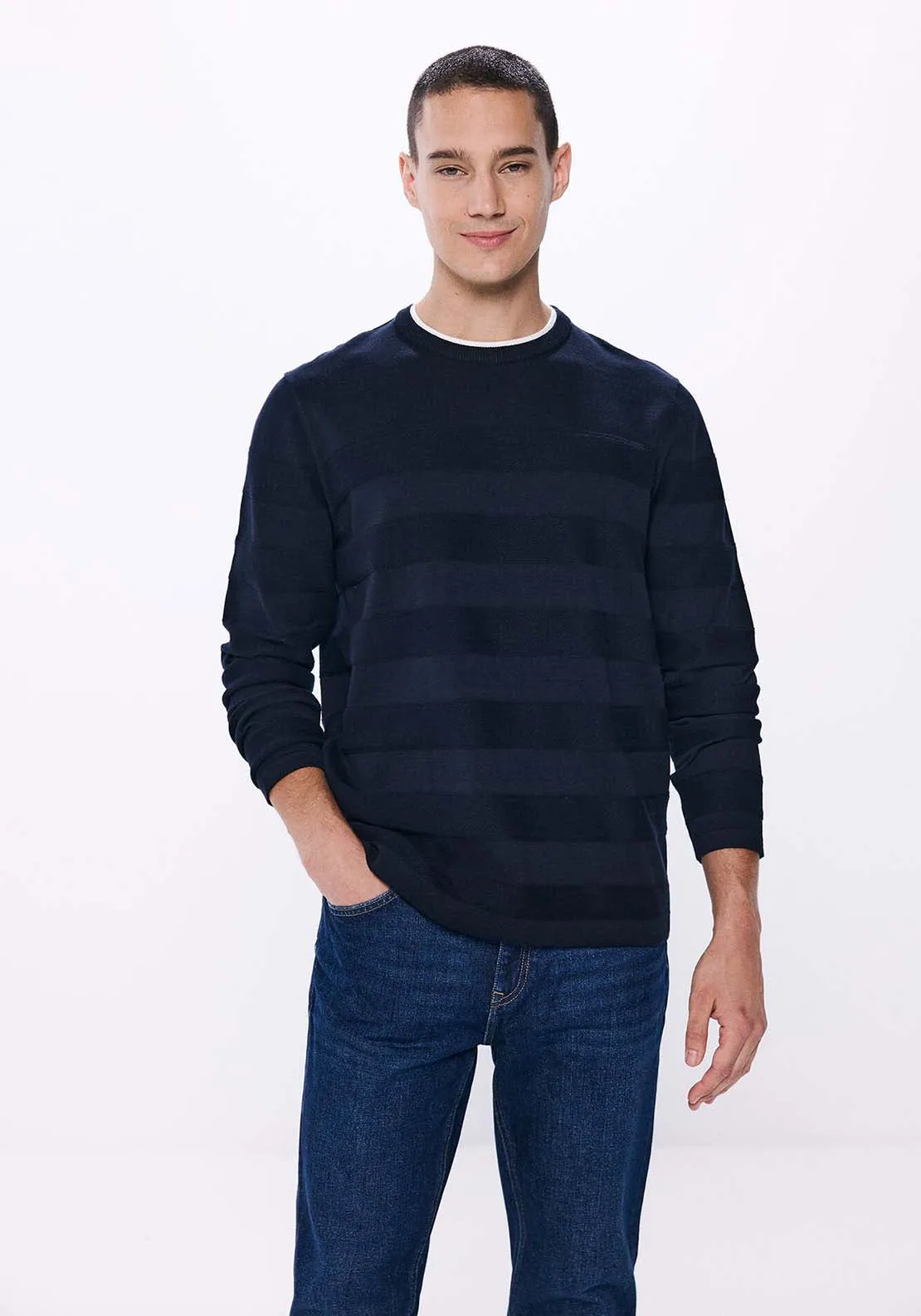 Double collar jumper - Navy